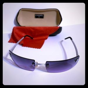 Purple rimless authentic Chanel Sunglasses w/case